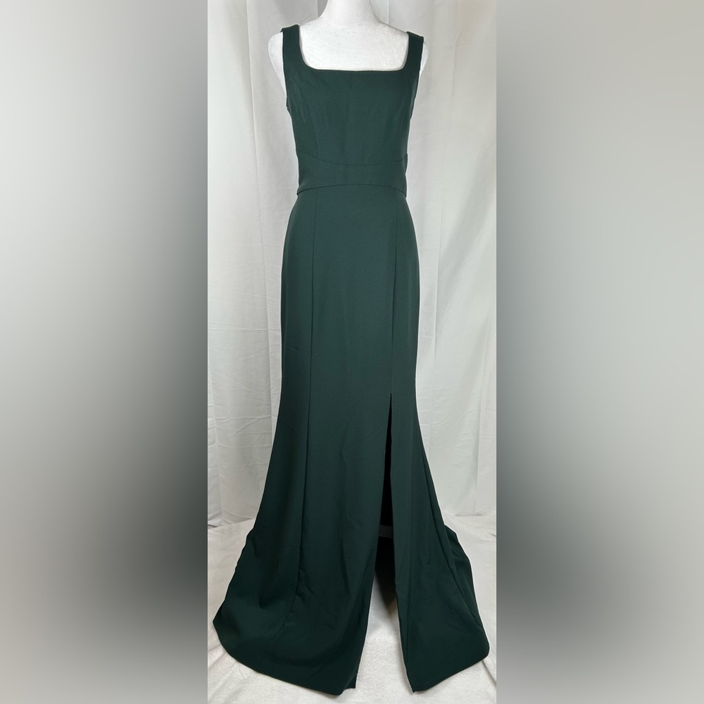 Amsale Forest Green Formal Gown Women’s Size 8 Maxi Dress Front Slit